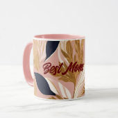 Mug Boho rose vif Feuilles Collection moderne (Devant gauche)