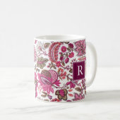 Mug Boho rose Vintage Monogramme floral (Devant droit)