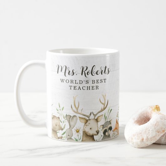 Mug Boho Rustic Wildlife Teacher Appréciation (Avec donut)
