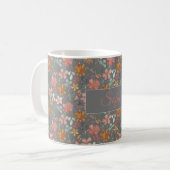 Mug Boho rustique orangé aquarelle motif gris (Devant gauche)
