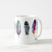 Mug Boho Style aquarelle plumes personnalisées (Devant droit)