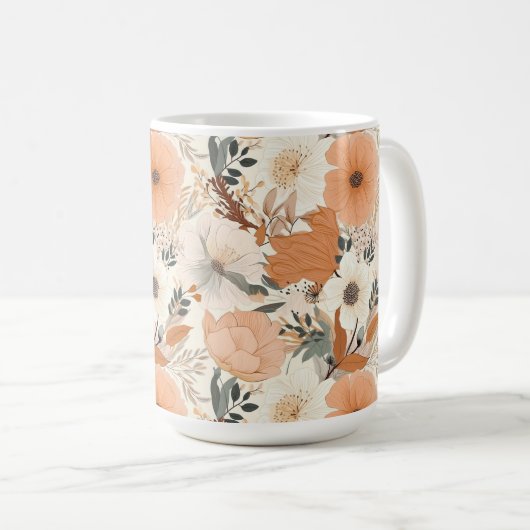 Mug Boho style fleurs couleurs motifs (Devant droit)