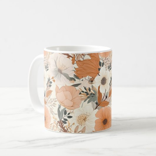 Mug Boho style fleurs couleurs motifs (Devant gauche)