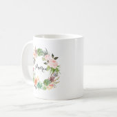 Mug Boho Succulents Floral Wreath Personnalisé (Devant gauche)