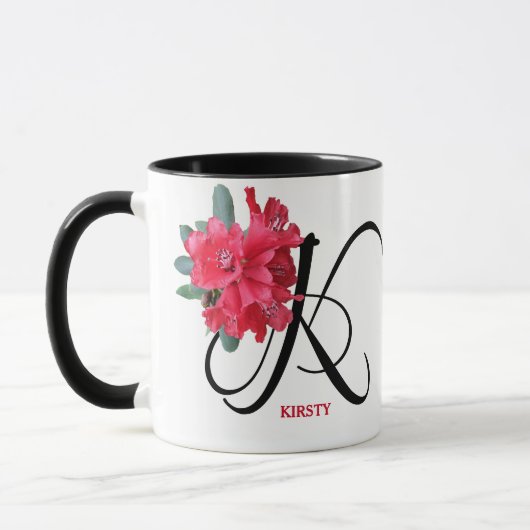 Mug Boho tendance personnalisable fleurs rouges Kirsty (Gauche)