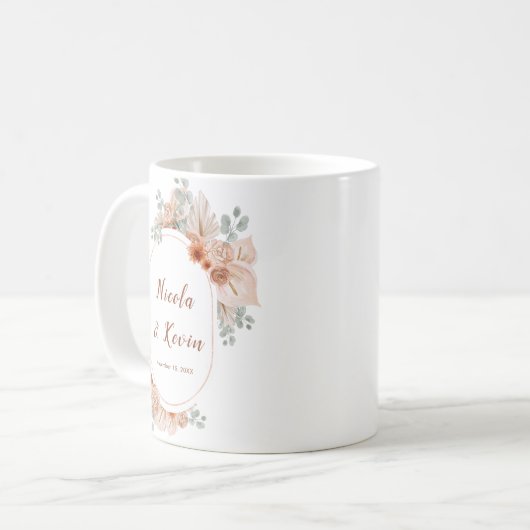 Mug Boho Terracotta Pampas Grass Wedding (Devant gauche)
