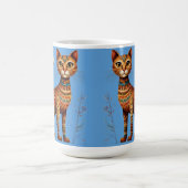 Mug Boho Tribal Chat Mignon Art Populaire avec Fleurs (Centre)