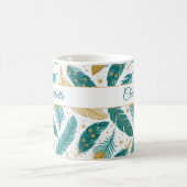 Mug Boho Turquoise et or Feathers Nom du script (Centre)