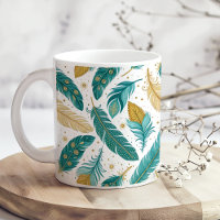 Boho Turquoise et or plumes