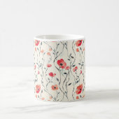 Mug Boho Vintage Aquarelle Rouge Populaire Motif (Centre)