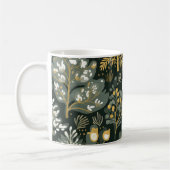 Mug Boho vintage Blanc Vert Oiseaux d'Or (Gauche)