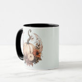 Mug Boho White Citrouilles et fleurs Green Halloween (Devant gauche)