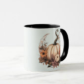 Mug Boho White Citrouilles et fleurs Green Halloween (Devant droit)