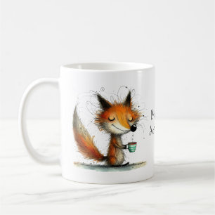 Mug Boire du café. Éviter les humains. Renard fantaisi