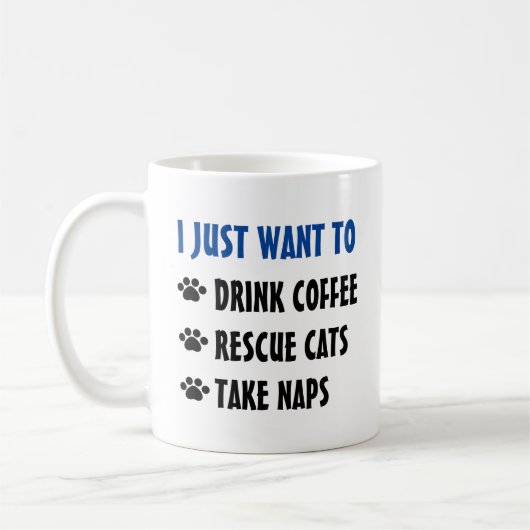 Mug Boire Du Café, Secourir Des Chats, Faire Des Siège (Gauche)