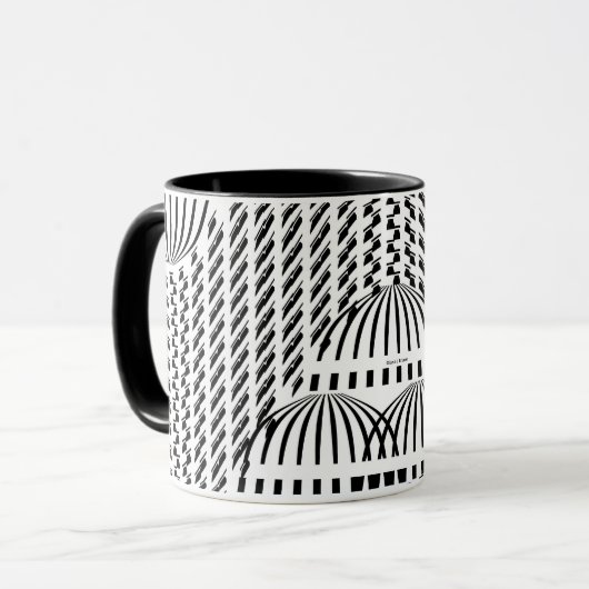 Mug Boire vers le haut noir et blanc Wavy (Devant gauche)