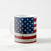Mug Bois affligé par cool de drapeau américain (Devant gauche)