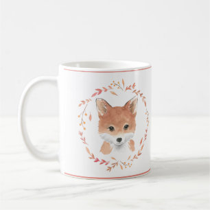 Mug Bois Animaux Baby Fox Aquarelle mignonne doux