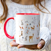 Mug Bois Animaux Blanc et Rouge Noël de Noël