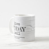 Mug Bois blanc rustique VIVENT AUJOURD'HUI BIEN chréti (Devant gauche)