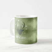 Mug Bois de cerf Silhouette & Flocons de neige Vert ID (Devant gauche)