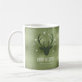Mug Bois de cerf Silhouette & Flocons de neige Vert ID (Gauche)