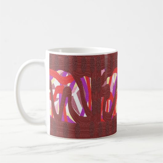 Mug Bois gravé brun thème plus rouge violet (Gauche)