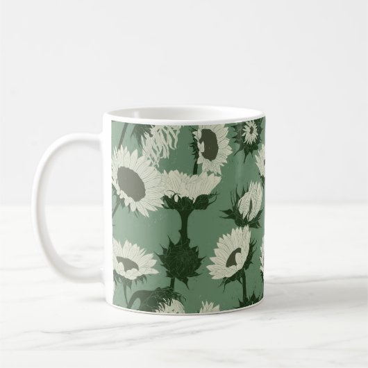 Mug Bois Imprimer Tournesol blanc (Gauche)