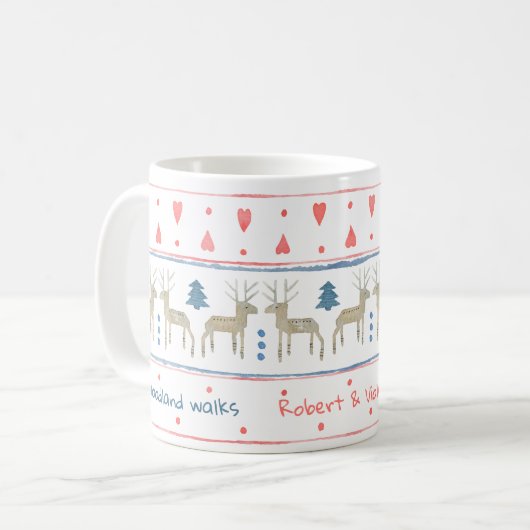 Mug Bois nordique d'hiver avec texte et noms personnal (Devant gauche)