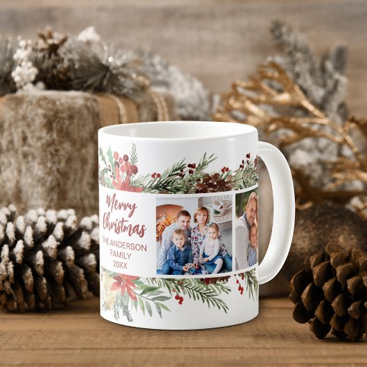 Mug Bois rustique Famille de Noël 4 Photo