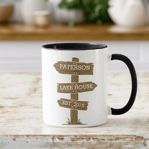 Mug Bois rustique Signpost Lake House