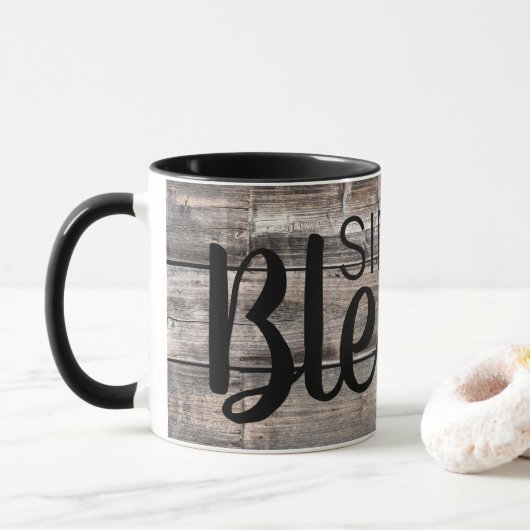 Mug bois rustique SIMPLEMENT BÉNÉFICIÉ | (Avec donut)