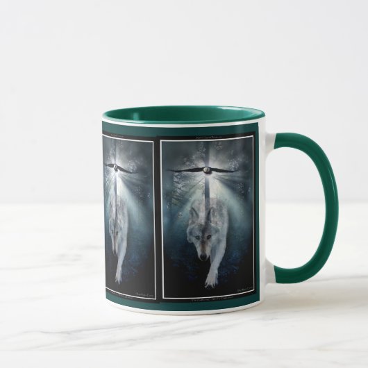 Mug Bois Wolf & Bald Eagle Faune Art (Droite)