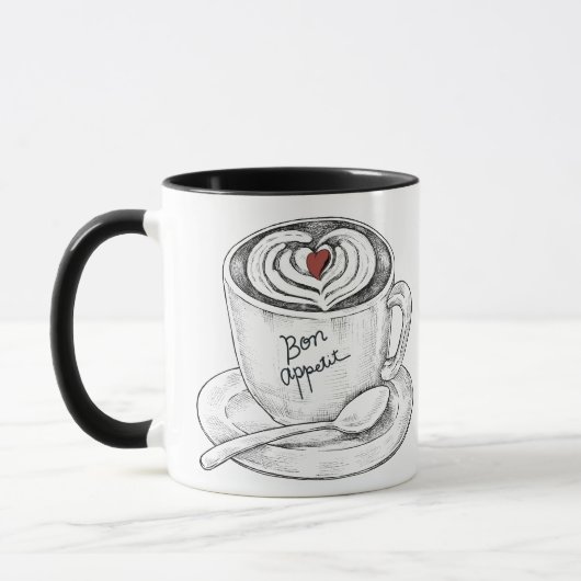 Mug Boisson d'art en latte, dessinée à la main (Gauche)