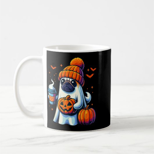 Mug Boisson de citrouille de chien fantôme Bonnet de c (Gauche)