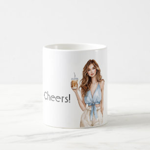 Mug Boisson Féminine Chemisier Bleu Cheers