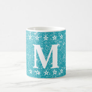 Mug Boisson personnalisée Glitter 5 étoiles bleu sarce