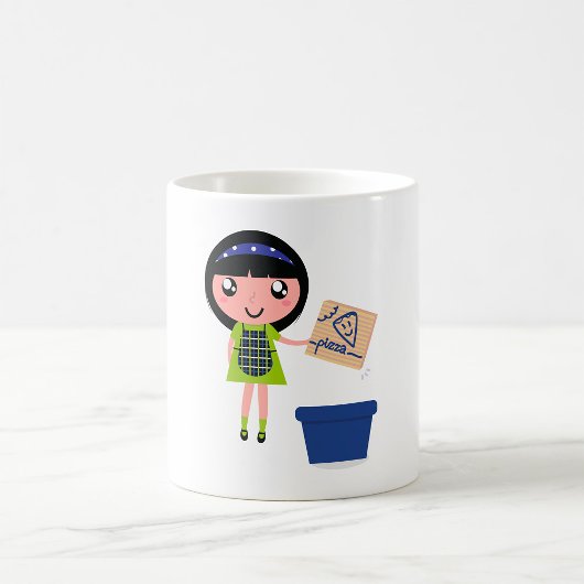 Mug Boîte à pizza Recycling Girl Amusante Éco-Friendly