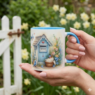 Mug Boîte aux lettres Bleue de Lettres d'Amour Cottage