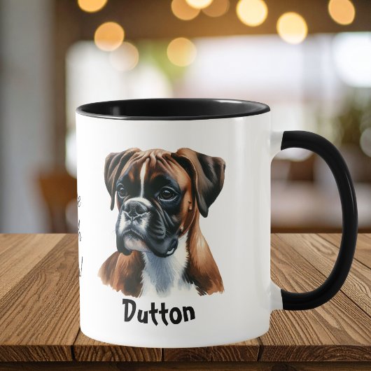 Mug Boîte d'aquarelle Boxer Café Brun Personnaliser