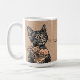 Mug Boîte de la Saint-Valentin avec chat vintage et cœ