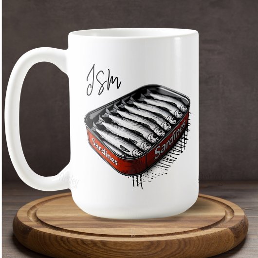 Mug Boîte de sardines en fer-blanc avec monogramme per