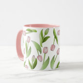 Mug Bol de café à fleur de tulipe rose botanique moder (Devant gauche)