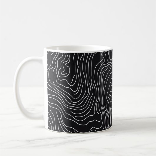 Mug Bold Black and White Topographic Art 🖤 (Gauche)