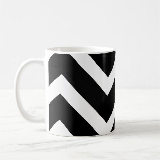 Mug Bold Black White Chevron Geometric Pattern (Gauche)