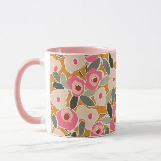 Mug Bold Inky Floral Pattern | Hand-Drawn Botanical (Gauche)
