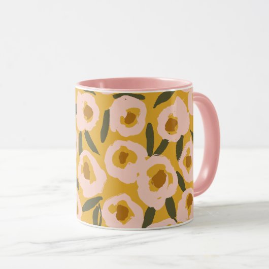 Mug Bold Inky Floral Pattern | Hand-Drawn Botanical (Devant droit)