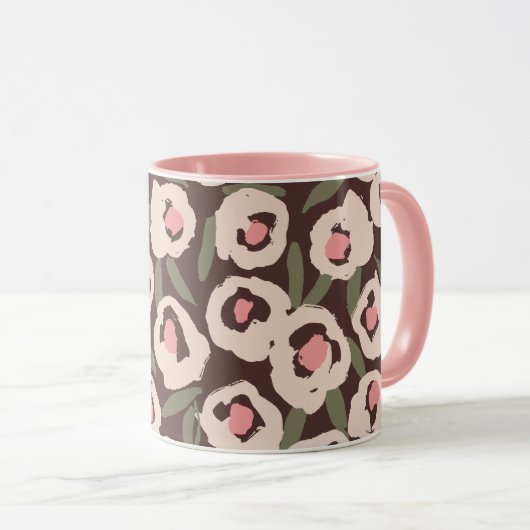 Mug Bold Inky Floral Pattern | Hand-Drawn Botanical (Devant droit)
