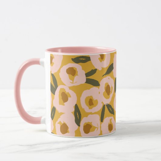 Mug Bold Inky Floral Pattern | Hand-Drawn Botanical (Gauche)