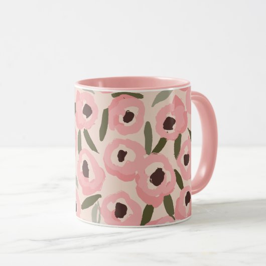 Mug Bold Inky Floral Pattern | Hand-Drawn Botanical (Devant droit)